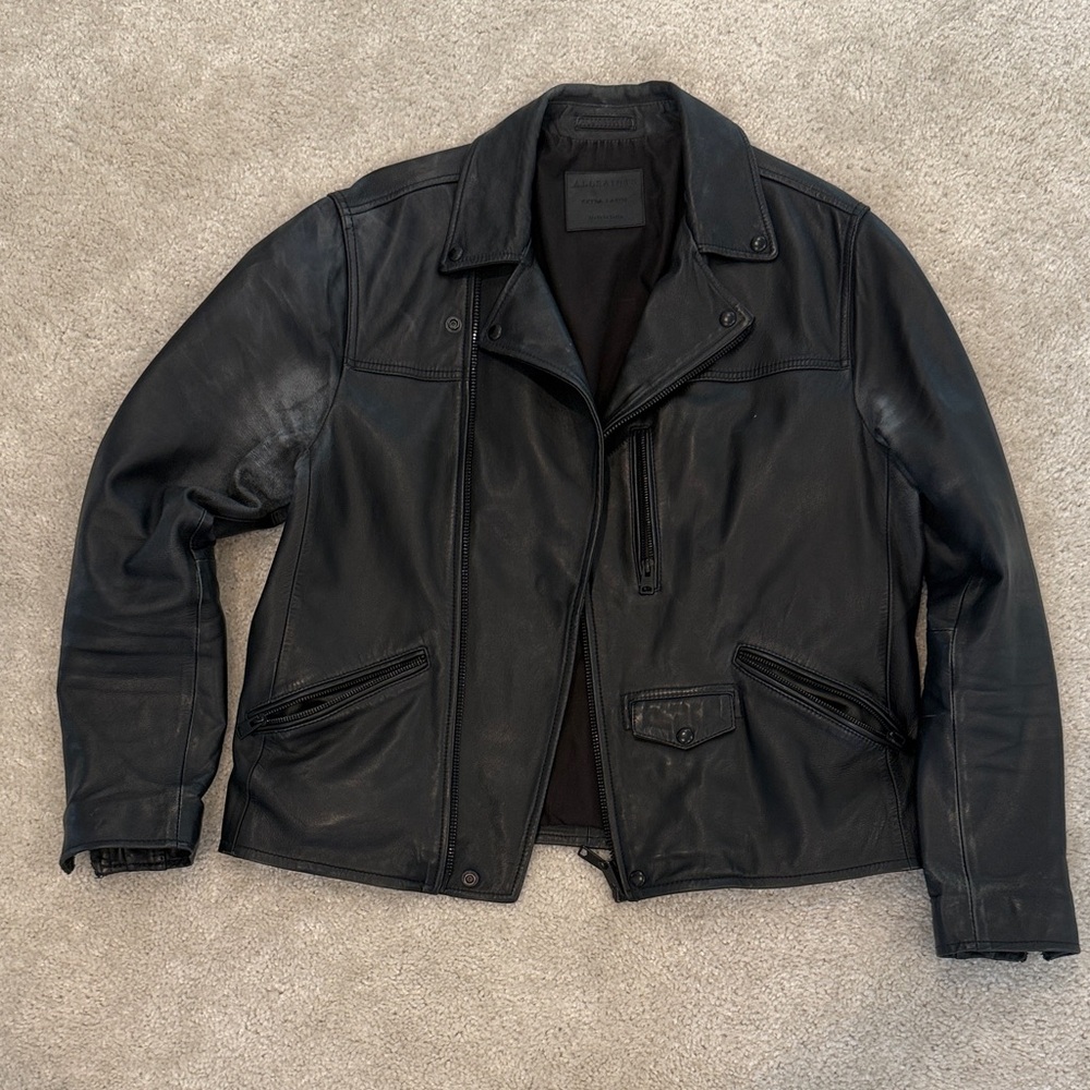 All Saints Men's Black Leather Jacket